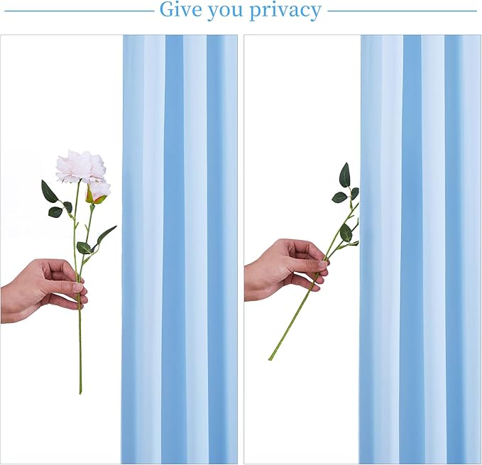 Baby Blue Backdrop Curtain for Baby Shower Parties Wrinkle Free Light Blue Curtains Backdrop Drapes Fabric Decoration for Birthday Party Photography 5ft x 7ft,2 Panels