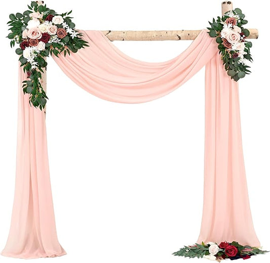 Wedding Arch Draping Fabric,2 Panels 28" x18ft Blush Pink Wedding Arch Drapes for Ceremony Sheer Chiffon Fabric Drapes Arbor Drapery Decorations for Reception Party
