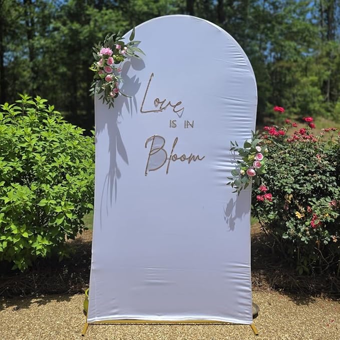 Vincidern 6.6FT Arch Backdrop Stand and Cover Set, Metal Arch Stand with White Cover for Wedding, Party, Baby Showers, Graduation, Birthday, Event Backdrop Decorations