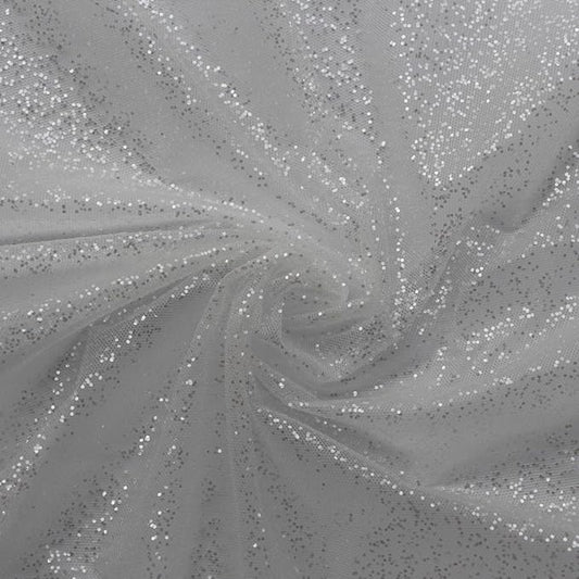 Glitter Tulle Fabric Spool Bolt (58 Inch by 10 Yards) Large Tulle Wedding Party Decoration, Tutu Skirt, Table Runner, Gift Wrapping, Bridal Shower, Soft & Drape (Silver)
