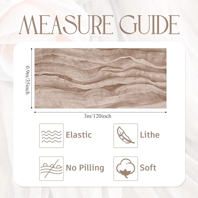 Wokceer Cheesecloth Table Runner 12Pack 10FT Nude Pink Christmas Gauze Cheese Cloth Table Runner for Party Long Rustic Sheer Table Runners for Baby Bridal Shower Wedding Easter Table Decor