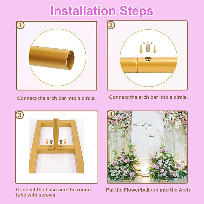 Wedding Arch Backdrop Stand, Metal Arch Stand Wedding Arch Frame Wedding Arches for Ceremony Gold Arch Backdrop Flower Arch Stand Floral Arch Birthday Party, Graduation Background Decoration