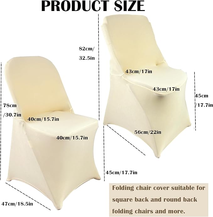 10PCS Stretch Spandex Folding Waterproof Chair Covers,Universal Fitted Chair Cover Protector for Wedding Party Banquet Holidays Celebration Decoration(Champagne)