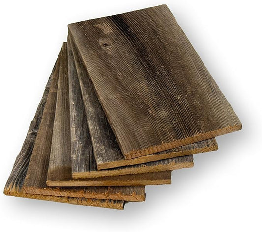 Rustic Revival | Handmade Reclaimed Barnwood Craft Bundle | Unfinished Authentic Weathered Wood Planks for DIY, Home and School Projects (6" x 3.5" x .25") 6 Pack