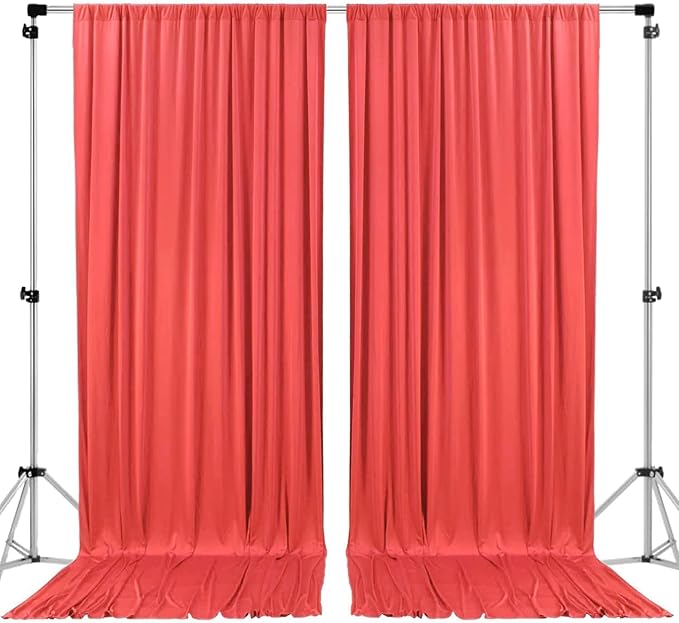 AK Trading CO. 10 feet x 8 feet IFR Polyester Backdrop Drapes Curtains Panels with Rod Pockets - Wedding Ceremony Party Home Window Decorations - Coral