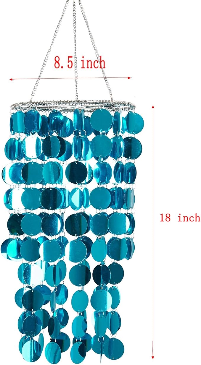 Blue Bling Hanging Chandelier,W8.5 H18,Great idea for Wedding Chandeliers Centerpieces Decorations and Any Event Party Decor