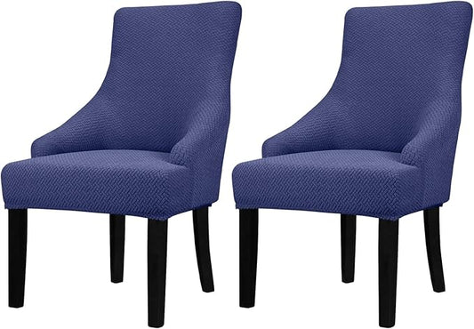 Lellen Stretch Wingback Chair Cover Slipcover - Reusable Wingback Side Chair Slipcover,Dining Chair Covers,Arm Protector Seat Cover for Dining Room Banquet Home Decor(Navy, 2PC)