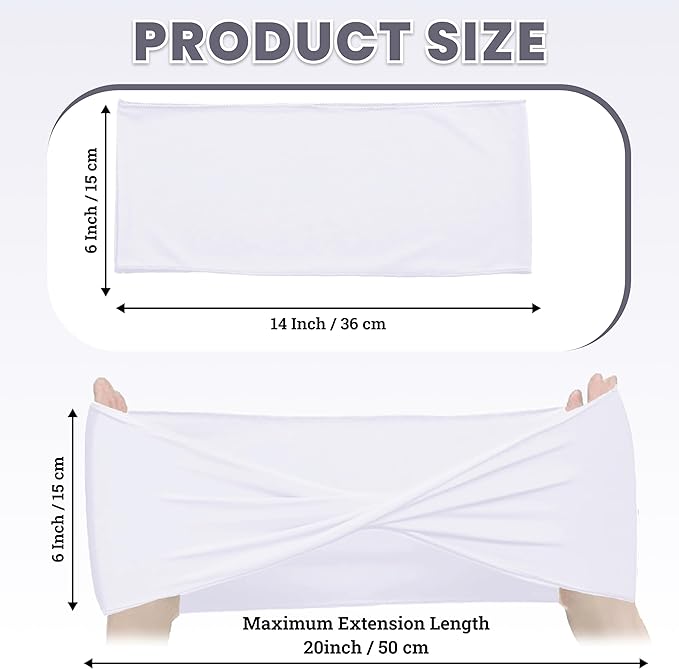 MDS Pack of 50 Spandex Chair Sashes Bows Elastic Stretch Dining Chair Bands Ties Without Slider Buckle Universal fits for Wedding Baby Shower Birthday Party Banquet Event Decoration - White