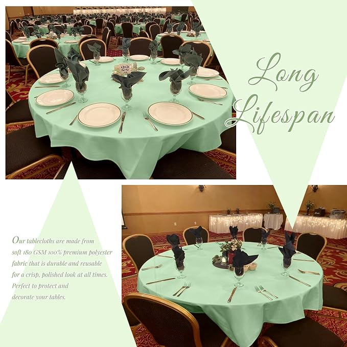 Showgeous 4 Pack Sage Green Round Tablecloth 90 Inch Table Cloth for Round Tables Polyester Tablecloths Table Cover for Dining Wedding Party