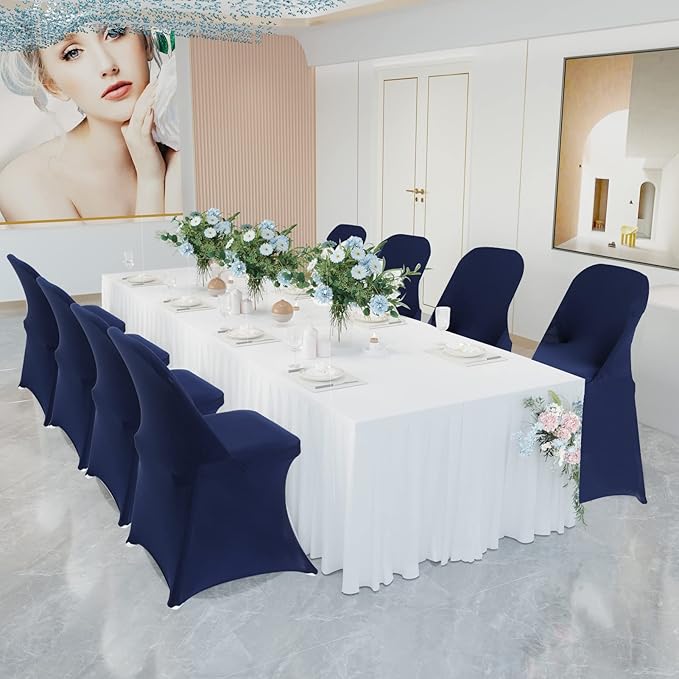 HAINARverS Stretch Spandex Folding Chair Covers 30PCS Universal Fitted Chair Cover Protector for Wedding,Party, Banquet, Holidays, Celebration, Decoration (Navy Blue, 30 PCS)