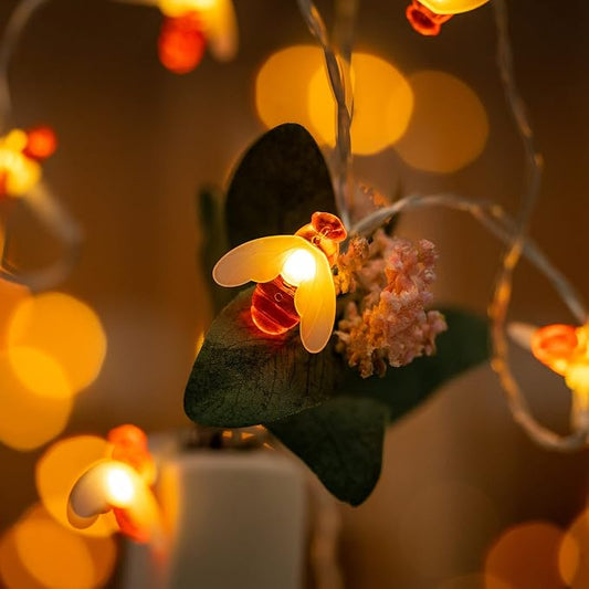 100 Bee String Lights, 50 ft USB Powered Decorative LED Novelty String Lights (Bee)