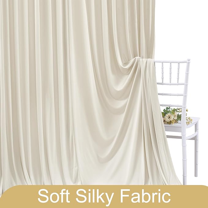 6 Panels Beige Backdrop Curtain for Baby Shower Wrinkle Free 30ft x 10ft Backdrop Drapes Panels for Parties Wedding Bridal Shower Birthday Photo Photography Fabric Background Decoration