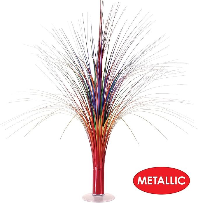 Beistle 2-Pack Metallic Spray Centerpiece, Rainbow Multicolor Decoration for Birthday Parties & Occasions, Table Decor for Special Events, 19”