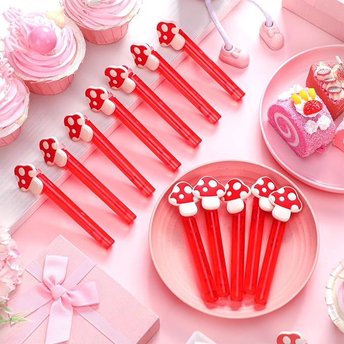 Shappy 48 Pcs Mushroom Party Favors Bubble Wands Bulk Wonderland Fairy Theme Stick Mushroom Party Goodie Bags Stuffers for Activity Use Birthday Gift Supplies