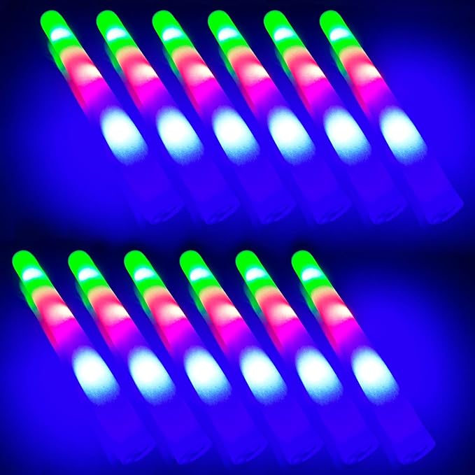68 Pack LED Foam glow sticks, glow sticks for wedding with 3 Modes Colorful Flashing, Glow Stick Bulk Party Pack for Wedding, Raves, Concert,Camping, Sporting Events, Pool Party