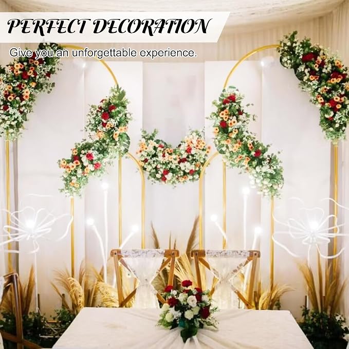 Metal Arch Stand and Cover Set,1 Black Spandex Fitted Backdrop with 1 Gold Wedding Arched Stand Frame for Parties Birthday Baby Shower Bridal Banquet Decoration (6.6FT)