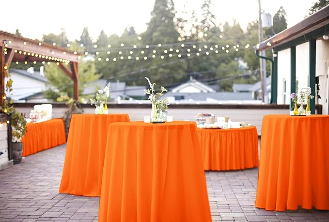 8 Packs Orange Round Tablecloth - 90 Inch, Premium Polyester Table Cloth for Round Tables, Washable Fabric Table Covers for Wedding, Party, Banquet, Dining Tables and Camping