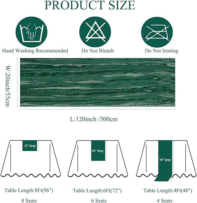 6Pack Emerald Green Cheesecloth Table Runner 10Ft Gauze Table Runner Emerald Green Cheese Cloth Table Runners Long Sheer Fabric Tablerunners for Wedding Party Bridal Shower Thanksgiving Christmas