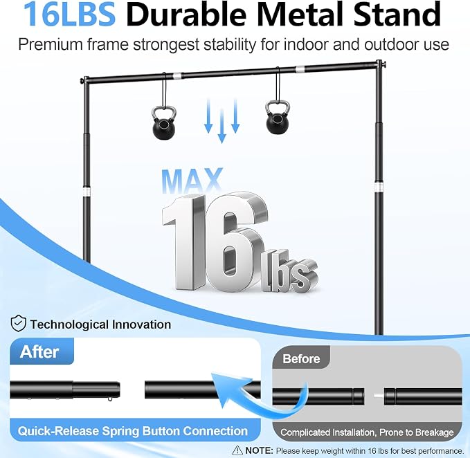 10 x 10FT Backdrop Banner Stand, Heavy Duty Adjustable Photo Background Support Frame Kit, Step and Repeat Stand for Photo Booth, Parties, Exhibition, Trade Show, Wedding