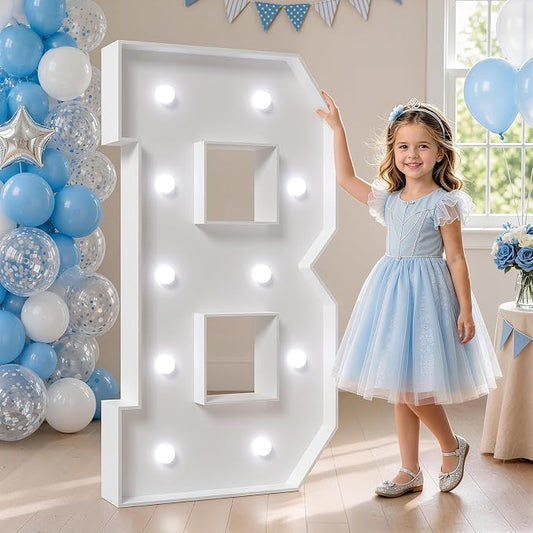 4FT Marquee Letters, Cool Light Up Letters B for Birthday Anniversary Party Decorations, Big Baby Signs for BabyShower Decor (DIY Kit)
