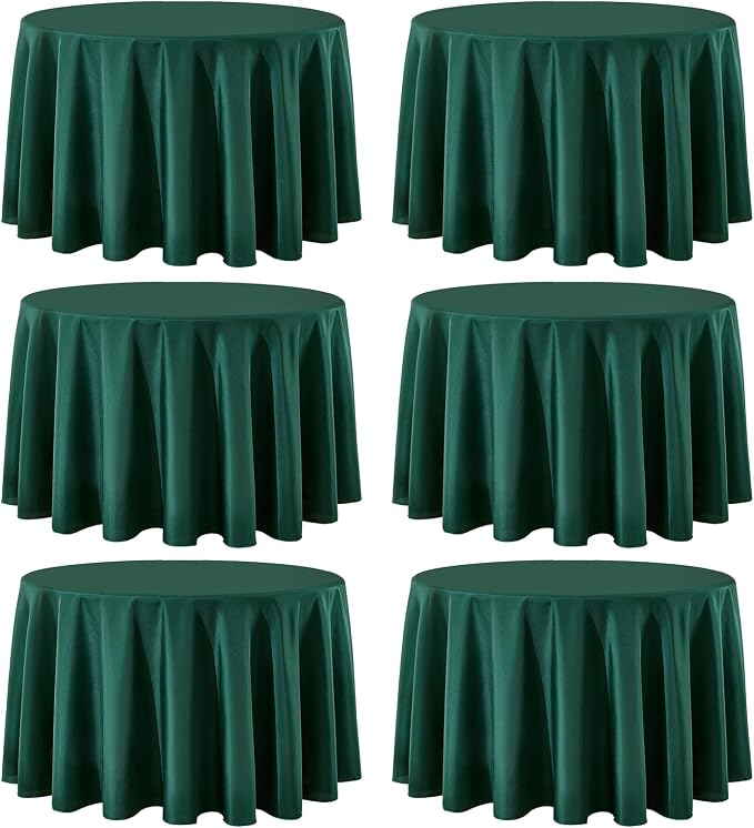 Round Tablecloth 6 Pack 90 Inch Dark Green Tablecloths Washable Decorative Linen Polyester Table Clothes Cover for Dining Table Banquets Buffet Parties and Wedding