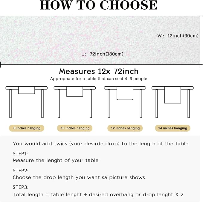 2 Packs 12 x 72 inches Sequin Table Runner, White Iridescent Glitter Table Runner for Birthday Party Supplies Wedding Engagement Baby Shower Holiday Celebration Event Decorations