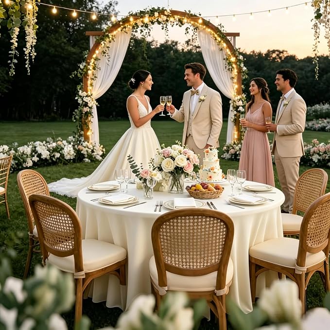 10 Pack Ivroy Spandex Round Tablecloths for 60inch Tables, 120 Inch Stretchy 5ft Round Fitted Tablecloth Wrinkle Free Washable Table Cloths Table Covers with Skirt for Wedding Party Birthday Banquet