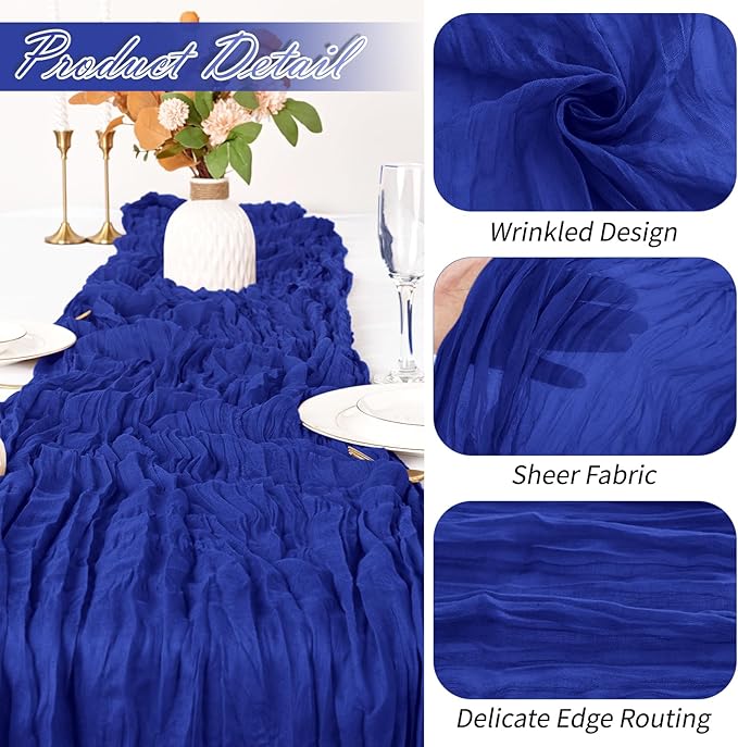 30 Pack Royal Blue Cheesecloth Table Runner 17 x 108 inch Cheese Cloth Table Runners 9ft Terracotta Table Runner Rustic Romantic Sheer Gauze Runner for Wedding Party Baby Shower Table Decoration