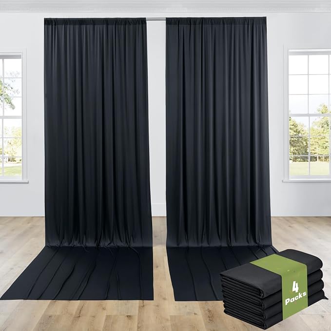 20ftx14ft Black Backdrop Curtains for Wedding-Wrinkle Free Backdrops Curtain Drapes Fabric Decorations Photo Back Drop Cloth for Baby Shower Photography Stage Reception 14Panels 14ft(H) x 5ft(W)