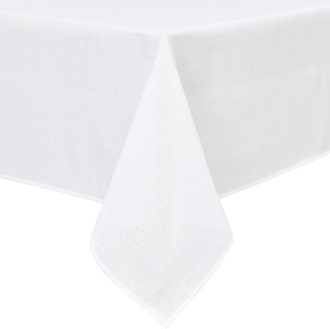 Hiasan Faux Linen Square Tablecloth - Wrinkle and Stain Resistant Washable Table Cloth for Kitchen Dining Room Holiday Table Cover for Party Dinner, White, 70 x 70 Inch