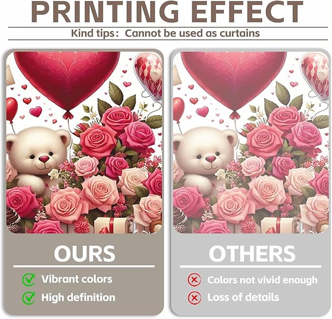 6x4ft Vinyl Happy Valentine's Day Backdrop Rose Bear Hearts Balloons Photo Background Valentines Bridal Shower Mother's Day Photoshoot Backdrops