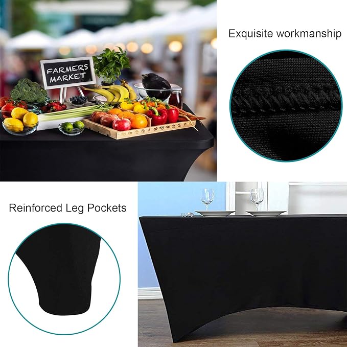 RELIANCER 1 Pack Stretch Spandex Table Covers for Rectangular Tables,4FT Elastic Fitted Tablecloth,Universal Rectangular Table Cloth Protector for Outdoor Party,Wedding,Bar,Birthday,Banquet,Events