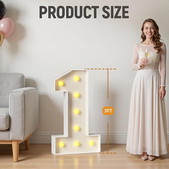 3FT Marquee Numbers, Light Up Numbers 6 for 6th 16th 36th Birthday Decorations, Big Numbers for Party Decorations, Large Light Up Numbers for Party Decor DIY Pre-Cut Foamboad Mosaic Numbers