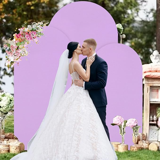 7.2ft 6.6ft 6ft Arch Covers Lavender Wedding Arch Cover Set of 3 Balloon Arch Spandex Cover Purple Arch Backdrop Cover Round Top Chiara Backdrop Cover for Happy Birthday Party Arch Decoration