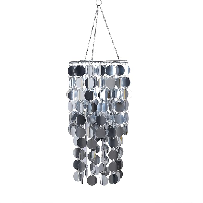 Silver Bling Hanging Chandelier,Spangle Chandelier,W8.5 H18,Great idea for Wedding Chandeliers Centerpieces Decorations and Any Event Party Home Decor
