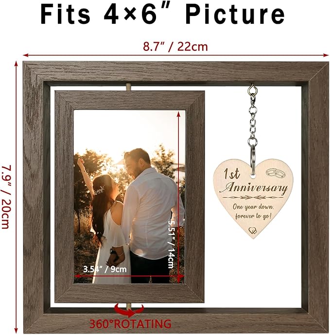 EYITUPC 1 Year Anniversary Picture Frame Gifts, 1st Anniversary Frame for Her Him Girlfriend Boyfriend, Display Two 4x6 Inch