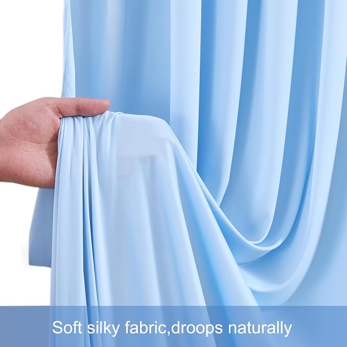 6 Panels Baby Blue Backdrop Curtains for Wedding Party Wrinkle Free Backdrops Curtain Drapes Fabric Decorations Photo Back Drop Cloth for Baby Shower Photography Stage Reception 30ft(W) x 12ft(H)