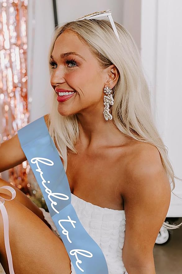LADY&HOME Blue Bride To Be Sash,Bachelorette Party Decorations,Bach Supplies,Bridal Shower Gift,Something Blue Bride To Be Gift