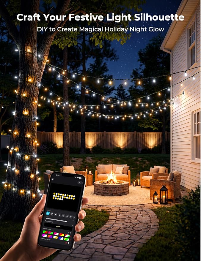 Minetom LED Color Changing Smart RGB Christmas Tree Lights, 132ft 400LED String Lights, 16 Milion Adjustable Colors Fairy Lights with Remote & Timer & Memory Function for Xmas Tree Holiday Party
