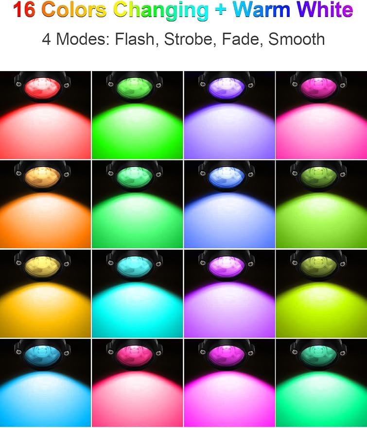 ZUCKEO 10W LED Spot Lights Indoor RGBW Color Changing Uplighting Indoor with Remote, 120V Christmas Spotlight Up Lights Plug in, Accent Landscape Lighting with Switch for House Halloween Decor(1Pack)