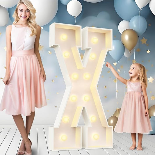Ledido 4FT Marquee Light Up Letters X, Easy to Assemble Marquee Letters 4 Feet Tall for Indoor & Outdoor Events, Large Lighted Letter for Birthday Graduation Baby Shower Anniversary Party Decorations
