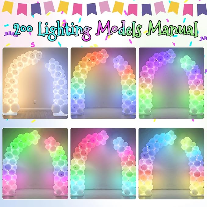 OurWarm 8.2FT & 6FT Lighted Balloon Arch Kit, Free Bending Top Balloon Arch Stand with Base, Half Arch Balloon Stand for Floor Balloon Column Kit for Wedding Birthday Baby Shower Party Decorations