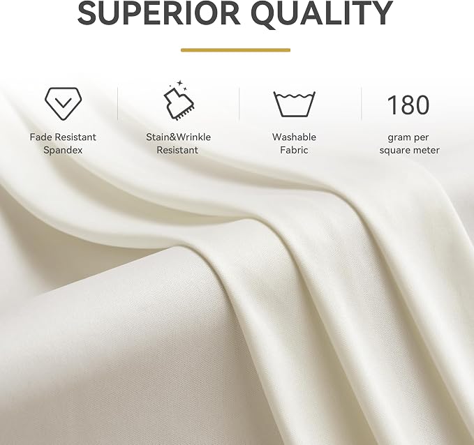 Outpain Beige Spandex Table Clothes for 6 Foot Rectangle Tables-4Pack 6FT Spandex Fitted Table Cover, Wrinkle Free Tablecloths with Skirt for Parties, Wedding, Birthday, Banquet, Festival