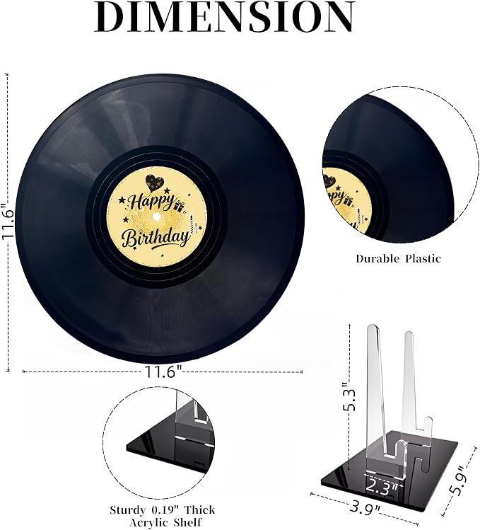 ReeGii Vinyl Record Guest Book for Birthday Decorations - Large 11.6"x11.6" Birthday Party Sign Poster with 12 Pens,Unique Keepsake Gift for Friends and Family