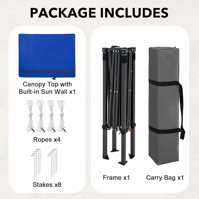 6x4 Pop Up Canopy Tent with Half Wall Panel, Instant Portable Beach Canopy, Outdoor Tent with Carry Bag for Camping, Sports, Tailgating, Events, Blue