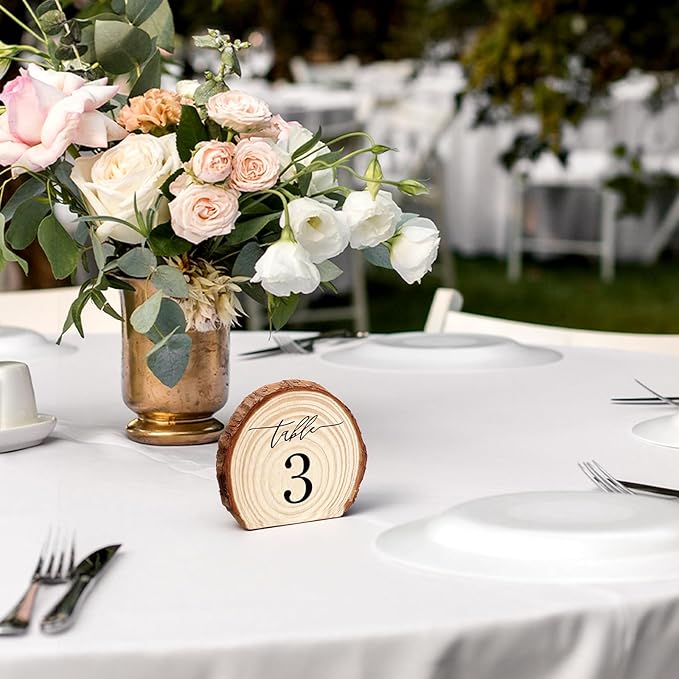 Novabright 11 Pcs Wooden Wedding Table Numbers 1-10, Wooden Restaurant Table Numbers Centerpieces Decoration for Weddings, Reception, Special Events, and Restaurant Use