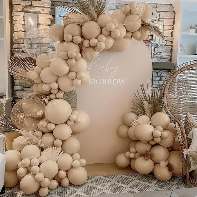 Double Stuffed Nude Beige Balloons Garland Macaron Blue Apricot Balloons White Sand Baby Blue Balloons Arch Kit For Boho Party Baby Shower Netural Gender Reveal Birthday Decorations