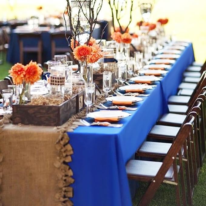 12 Pack Polyester Tablecloth -60 x 126 Inch Royal Blue Table Cloth for 8 Feet Rectangle Tables, Stain and Wrinkle Resistant Washable Fabric Table Cover for Wedding Party Banquet Restaurant Kitchen