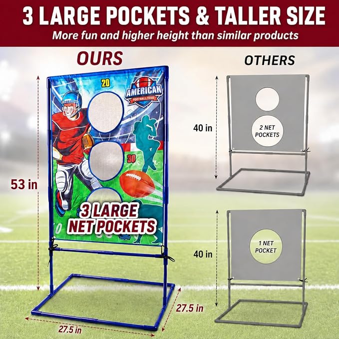 Punieayi Football Toss Game with 4 Inflatable Balls, Football Throwing Target Games for Boys 8-12, Sports and Outdoors Toys for Kids Ages 3+