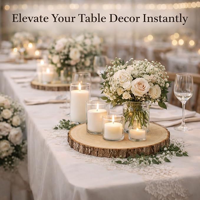 Wood Slices for Centerpieces 10 Pcs Natural Wood Rounds 8-9 Inch for Wedding Table Decor Rustic Centerpiece Base